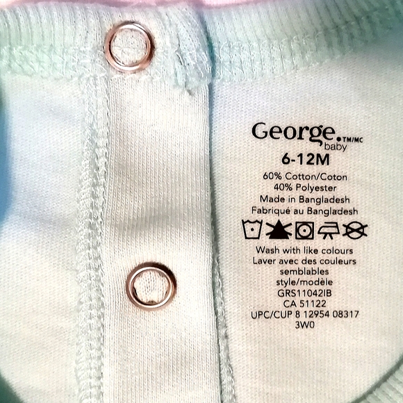 🔥SALE🔥 George Boy's / Girl's Unisex Sleeveless Onesie NWT Size 6-12M - Picture 3 of 5